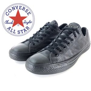 Converse Shoes Taylor’s Black Leather Low Tops 10